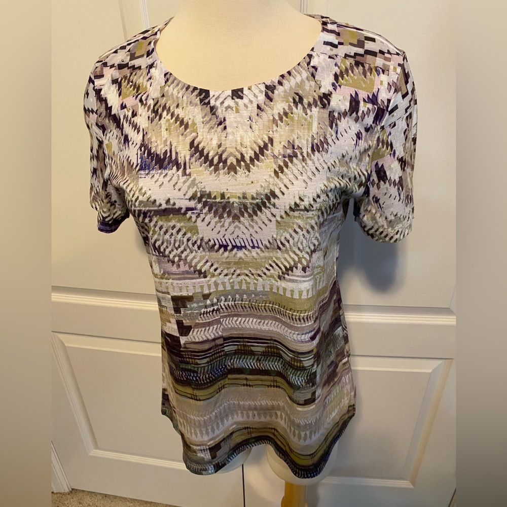 Christopher & Banks Top Green Purple Brown Sz M